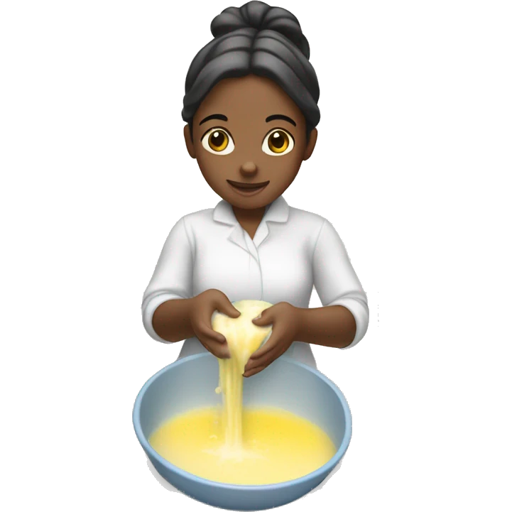 girl washing her hands with a lot of soup foam emoji
