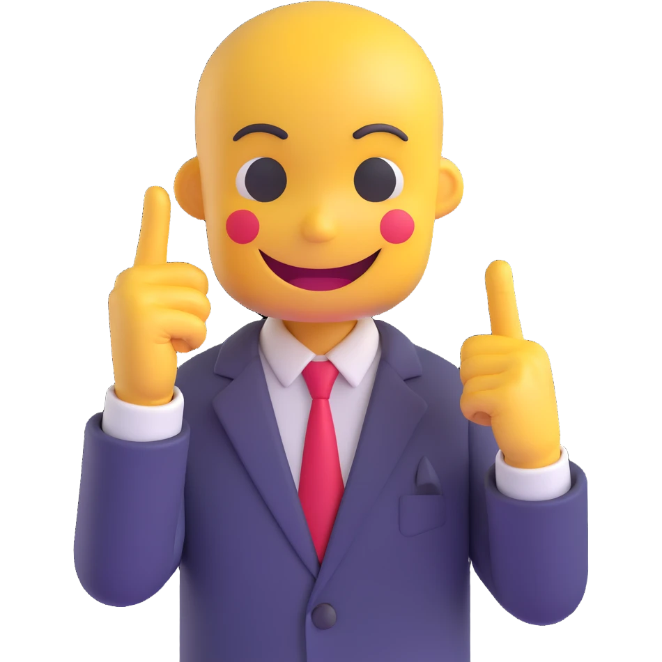 character making a finger gun gesture to their head with a smiley face, clear expression, neutral background emoji