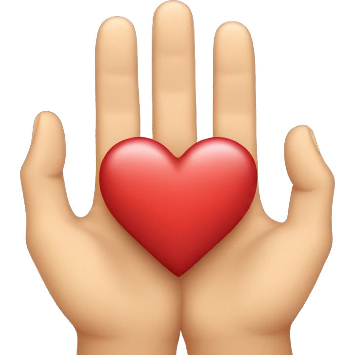 Handheart with a normal heart in the middle of the handheart emoji