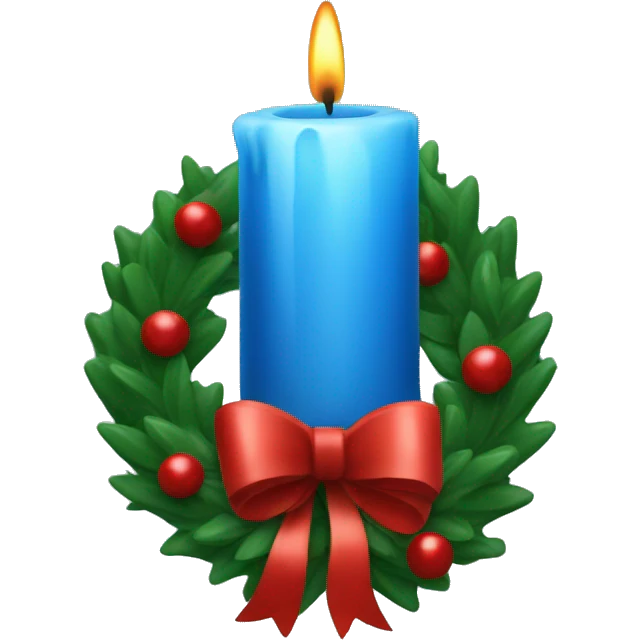 Blue candle with christmas wreath emoji