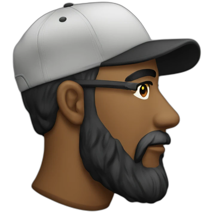 white man with backwards snapback cap side on dark beard emoji
