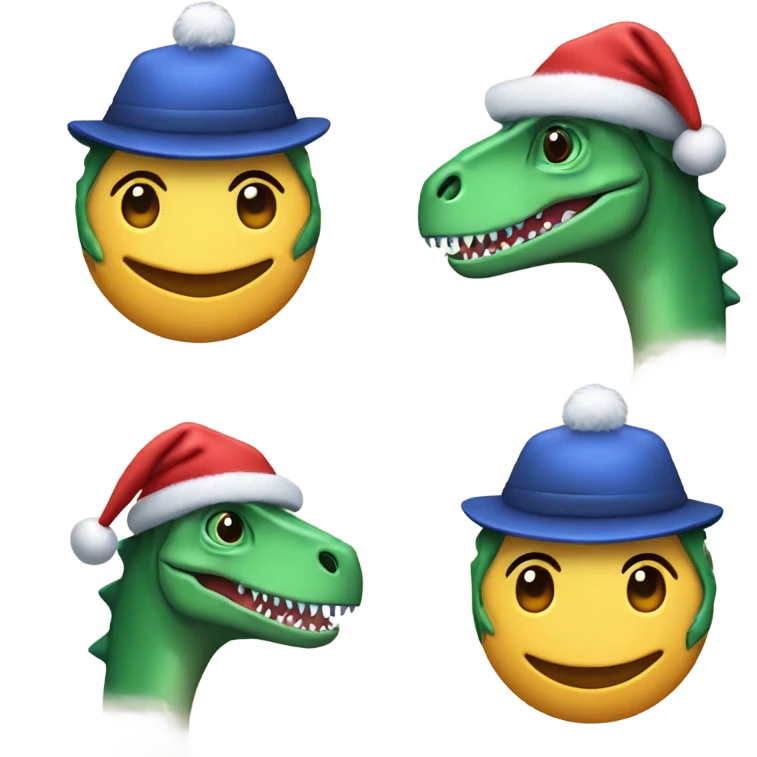 Dinosaurio con gorro de navidad  emoji