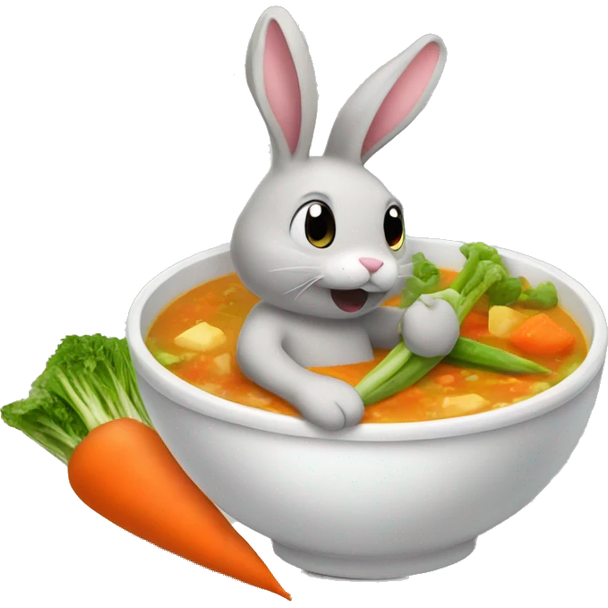 bunny eating vegetable soup emoji