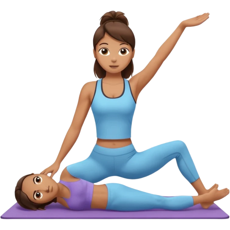 A tanned girl with brunette hair in her 20’s doing Pilates emoji