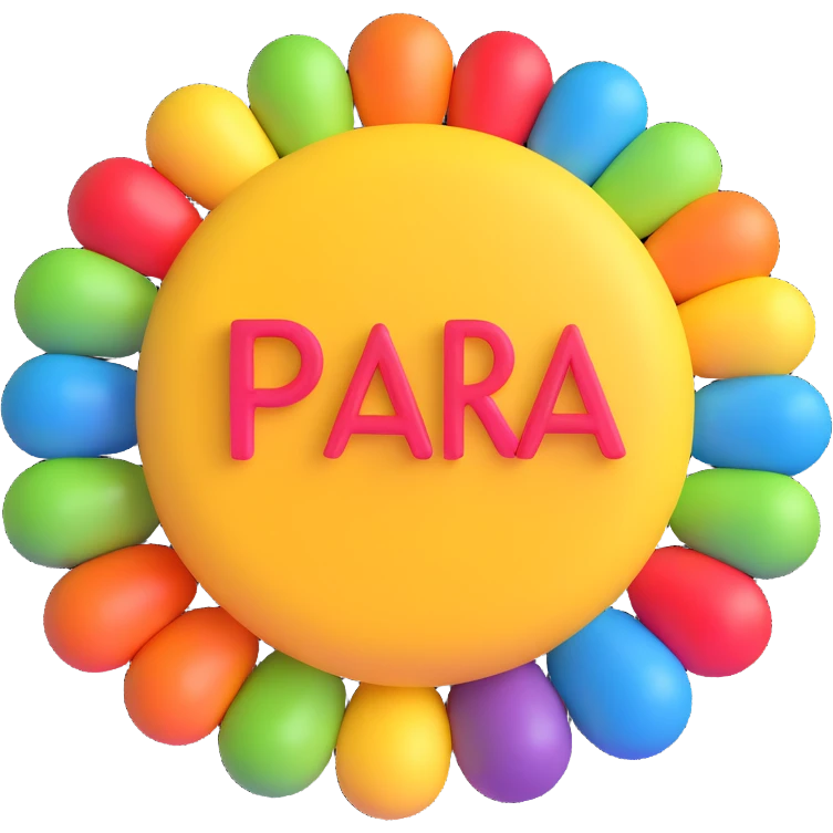 colorful 3D circular emoji with the word 'para' in the center in a modern font emoji