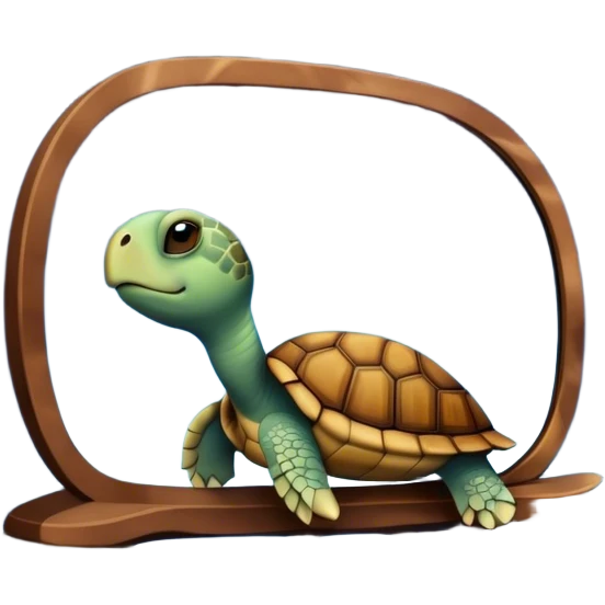 Turtle reflected in mirror with night sky emoji