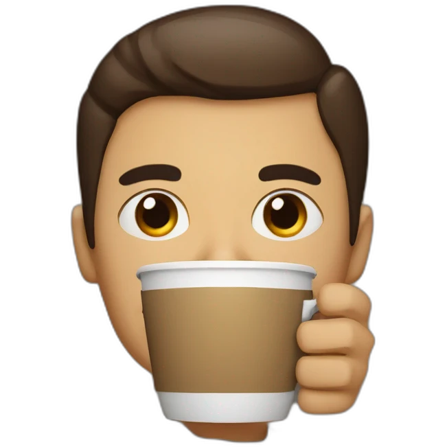 person with a cup of coffee in hands and eyes wide open emoji