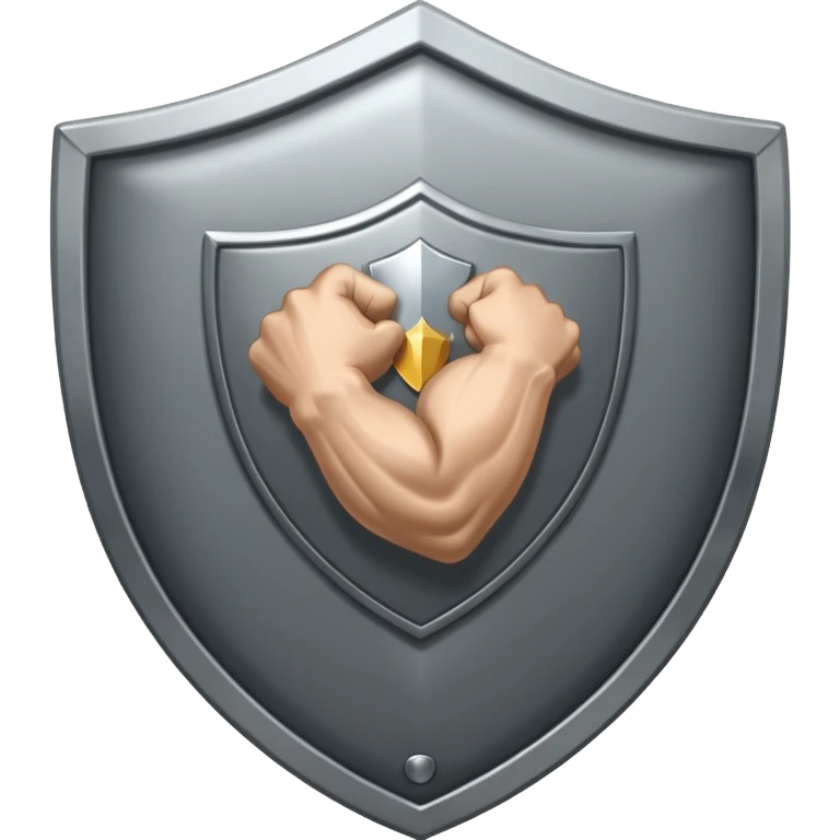 Steel gray shield with bicep flex icon emoji