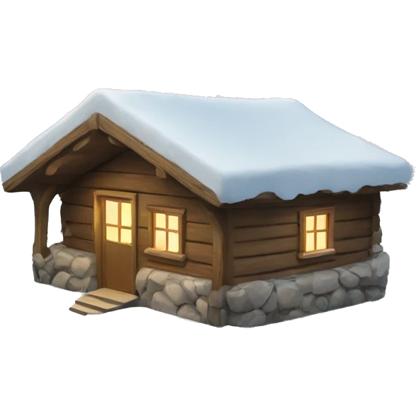 alpine hut with snow emoji