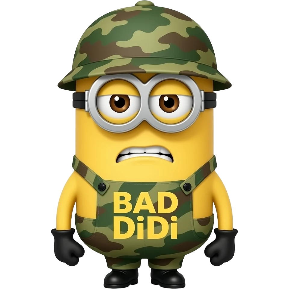 scolding  Minion in army uniform text BAD DiDi emoji