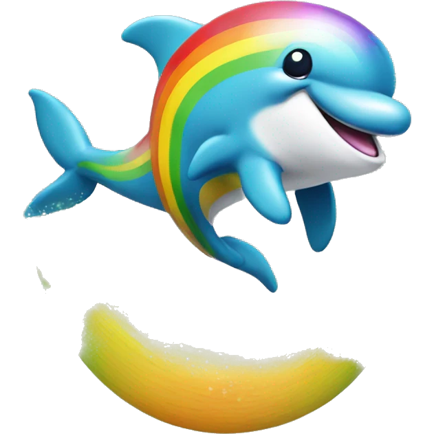 Dolphins jumping over rainbow emoji