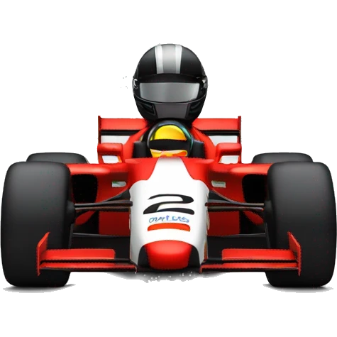 red f1 car with driver in black helmet from the front emoji