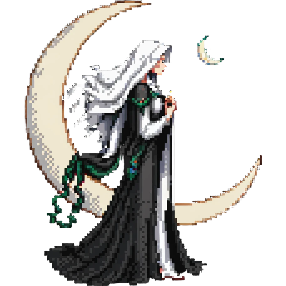 High Priestess tarot card with veiled woman, crescent moon and scroll emoji