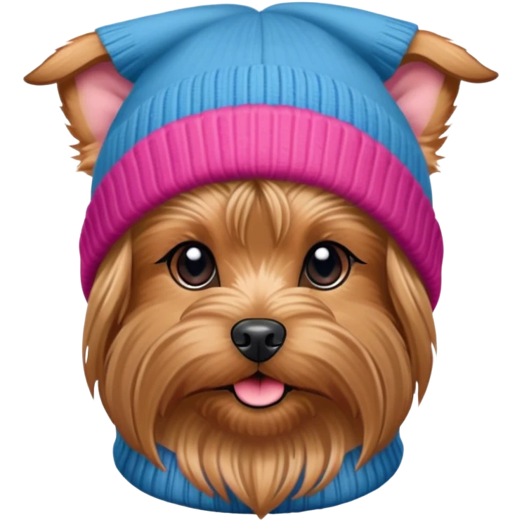 Cute graphic of yorkshire terrier with long beanie hat emoji