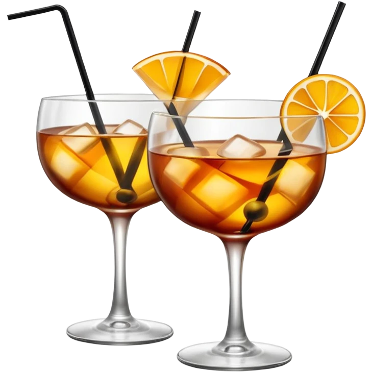 two realistic glasses of cocktail in emoji style,  coupe glass shape, no straw, no fruit, no ice, no Cocktail sticks emoji