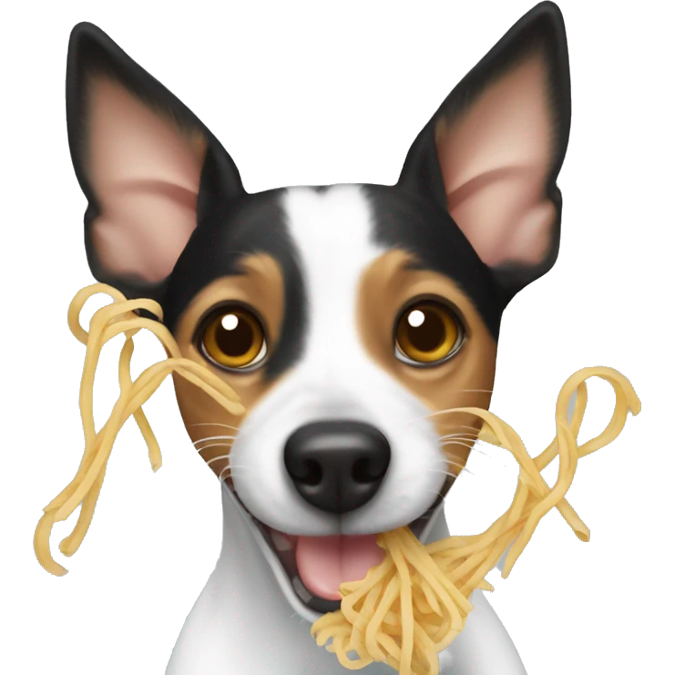 Rat terrier eating spaghetti emoji