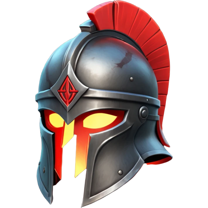 Ares legendary helmet object icon, ancient Greek helmet with glowing red runes, deep red energy glow, battle scars, epic fantasy style, 3D cartoon, mobile game icon style, centered, clean background, no text, no watermark

 emoji