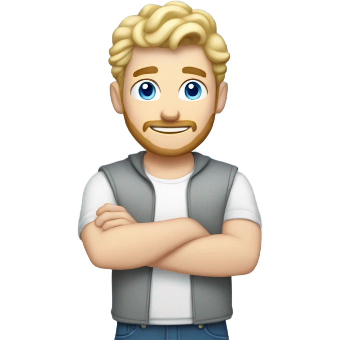 full body raised arms light curl blonde 30yo man blue eyed pale skin emoji