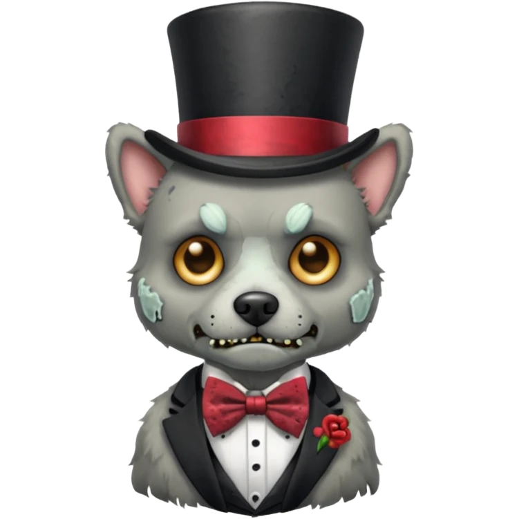 zombie dog with bow tie and top hat emoji