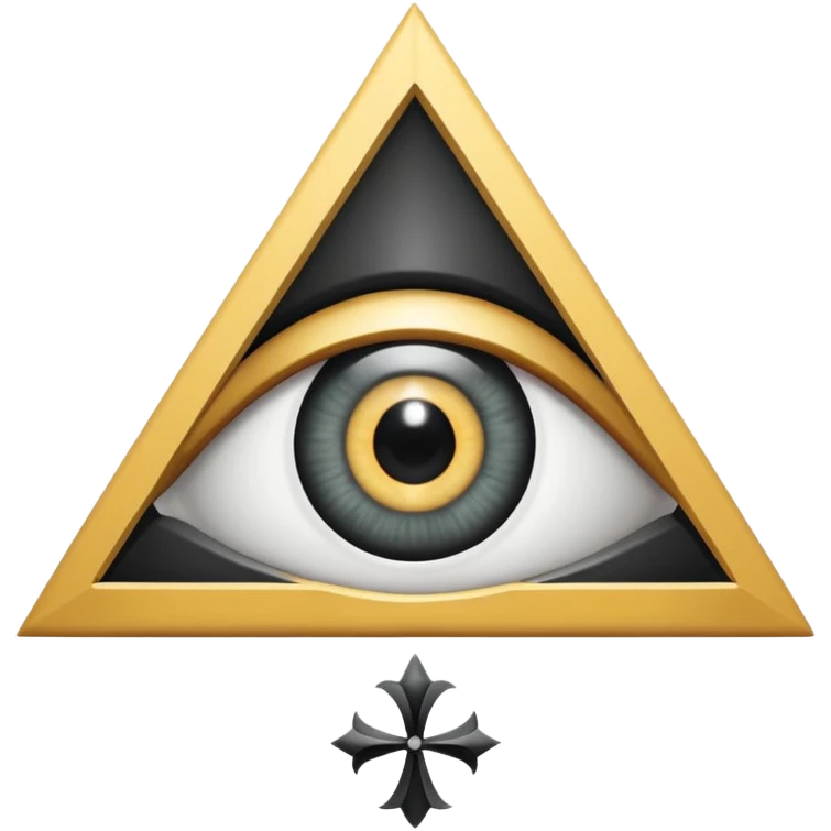 Equilateral triangle with eye in center with hidden Templar cross in pupil emoji