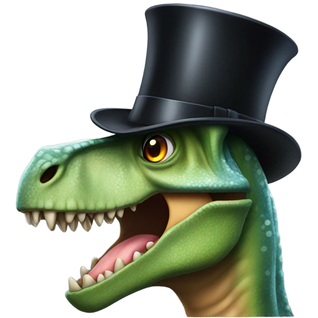 Dinosaur with top hat  emoji
