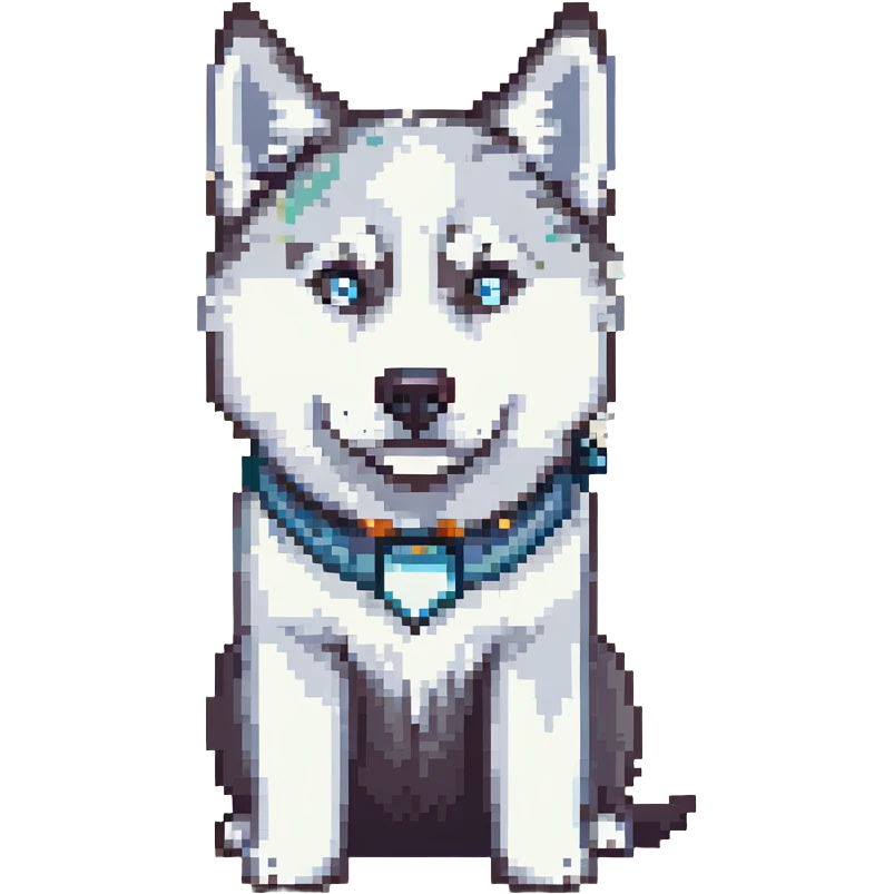 Siberian husky, pixel art style, simplified features, small size emoji