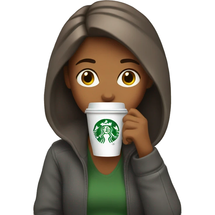 Girl drinking starbucks coffee emoji
