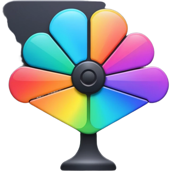 Davinci resolve "Color managment" shape, glossy iconm (rainbow colors) emoji