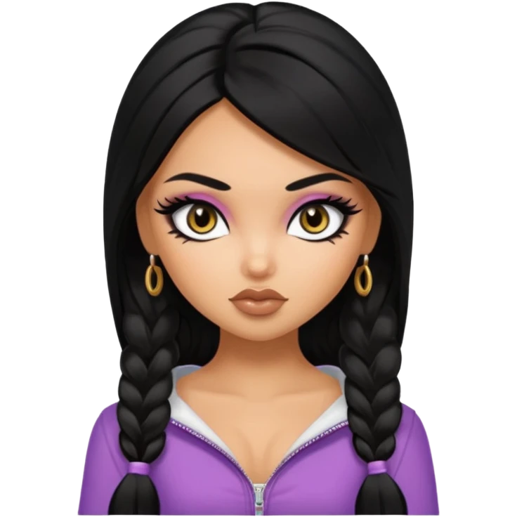 russian features, blackf buzz cat, beauty,  hair, tan skin,  eyes, pretty eyes, black eyeliner, pretty bratz baddie emoji