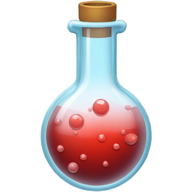 A chemical flask with blood inside and bubbles emoji