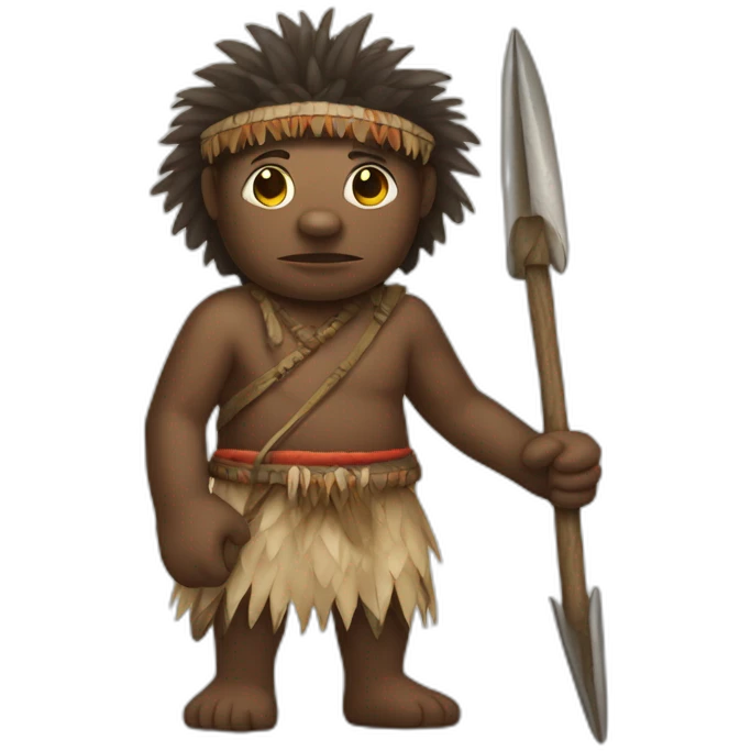 Aborigine with spear in a hand hunting emoji