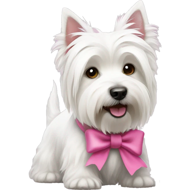 West Highland White Terrier dog with a pink bow on the ear emoji