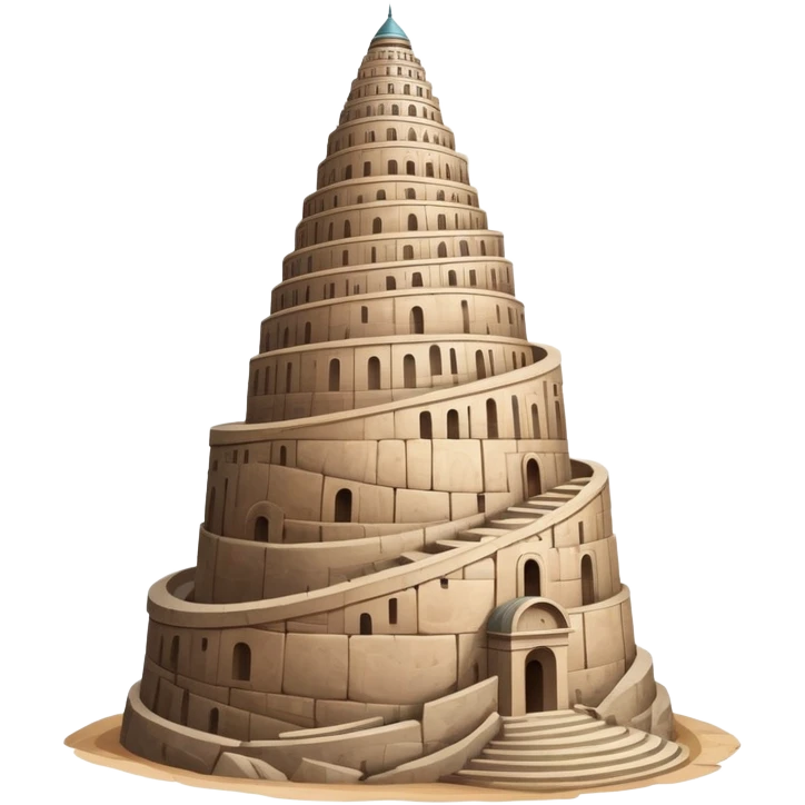 Tower of Babel, spiraling ancient tower reaching to the sky emoji