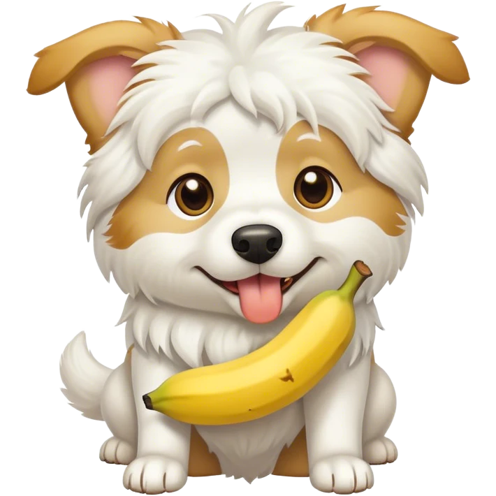 White dog eating a banana emoji