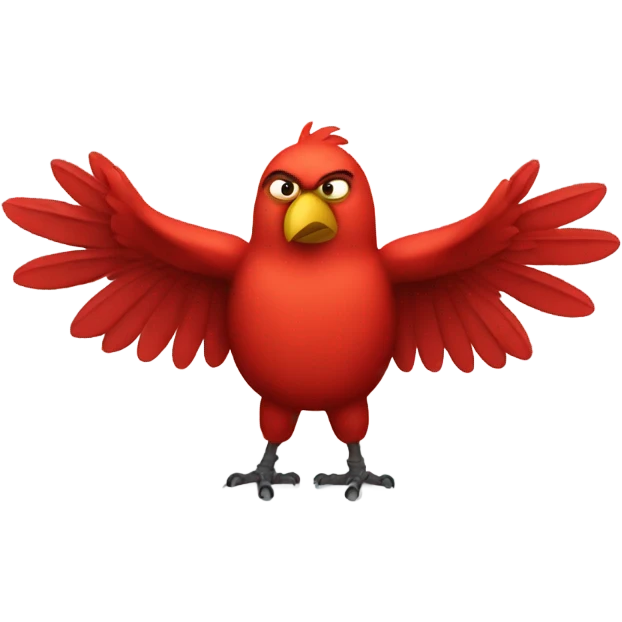 Red bird with big muscular arms  emoji