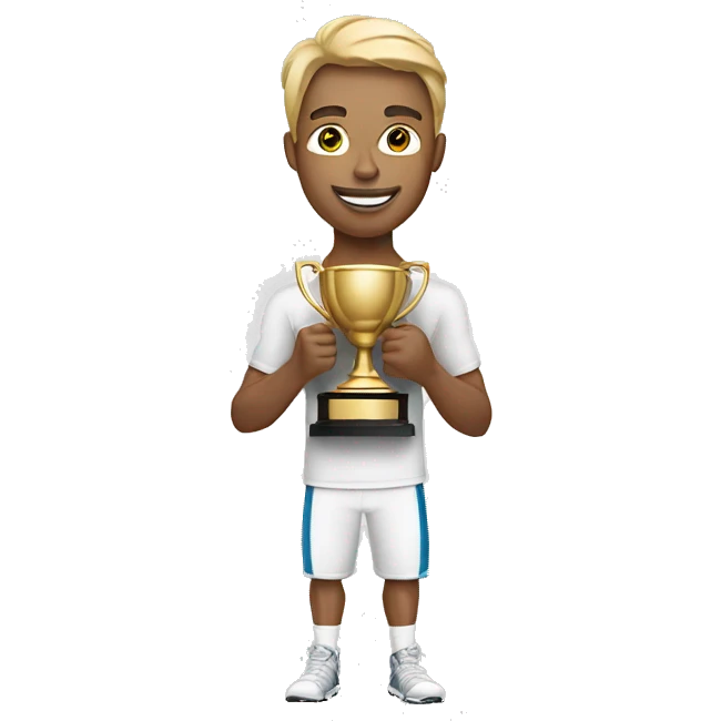 white athlete with winner trophy emoji