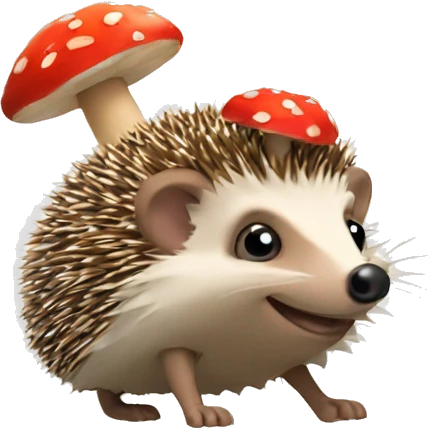 Hedgehog with mushroom hat  emoji