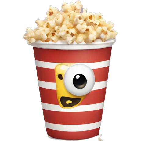 Popcorn in a striped cup with a TV emoji