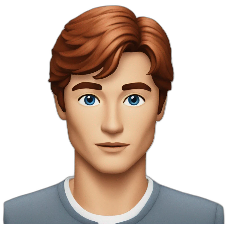 Alain Delon young programmer blue eyes short red hair emoji
