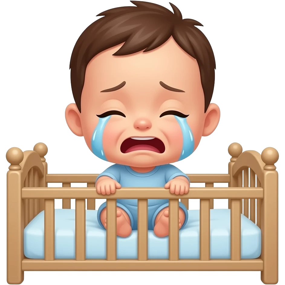 A baby crying in the crib emoji