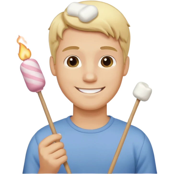 bşonde male holding marshmallow stick emoji