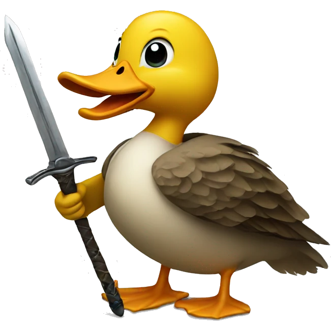 Duck holding sword emoji