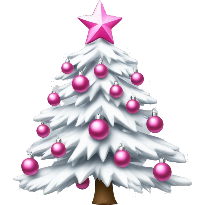 White Christmas tree with pink ornaments￼ emoji