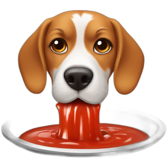 beagle throwing up red sauce emoji