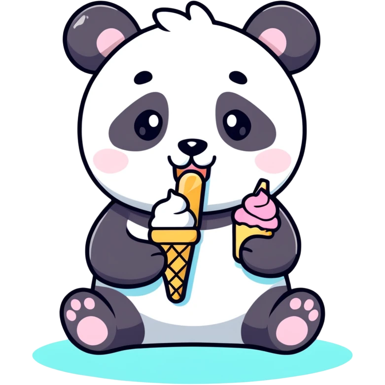 Panda eating ice cream emoji