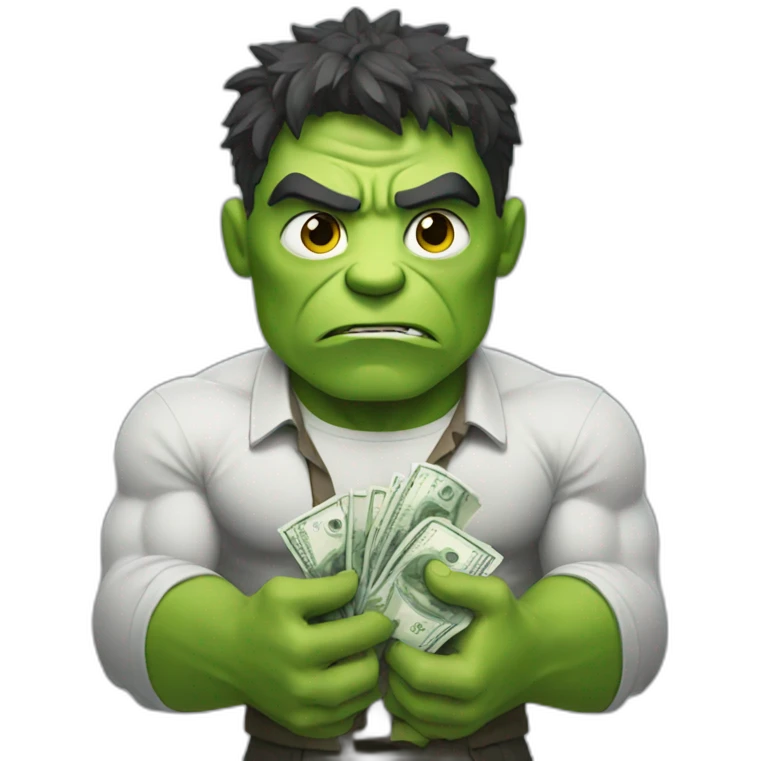 hulk with holding money emoji