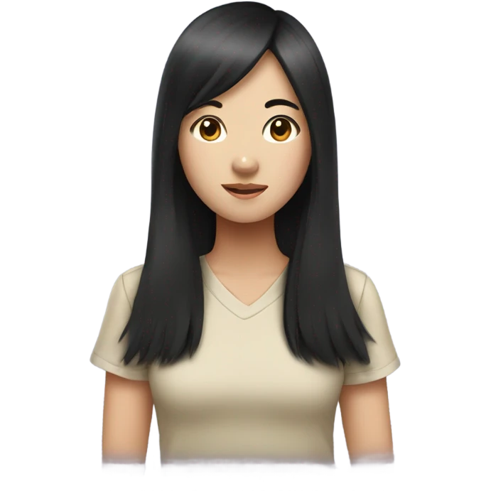 asian girl long black hair standing emoji