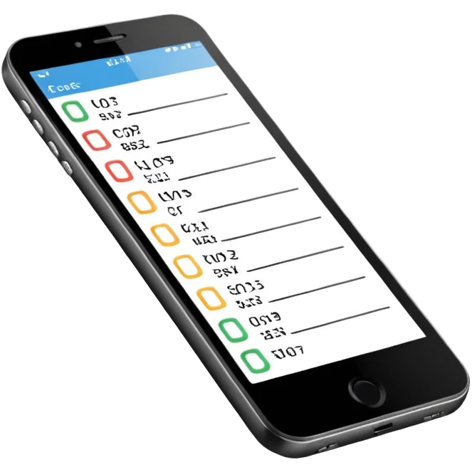 Minimalistic flat vector icon, iOS style, thin black contour on white background. Smartphone with code brackets <> on the screen. Clean, no text, no shadows emoji