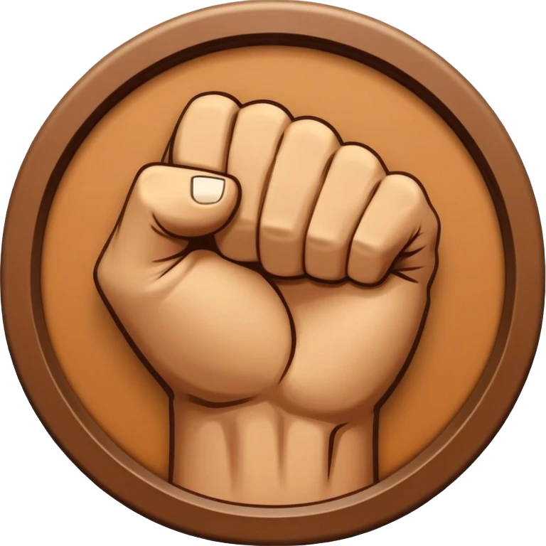 Round emblem symbolizing combat sports, featuring a clenched fist facing forward at the center. The fist is bold and strong, representing power and skill in martial arts. Surrounding the fist are dynamic lines, giving the emblem a sense of motion and energy. emoji