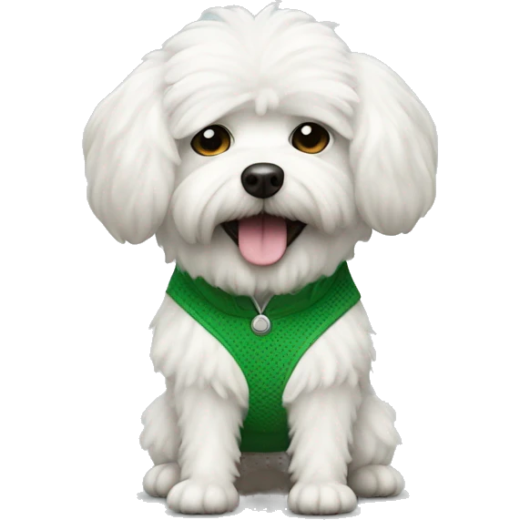 Little white fluffy dog dressed in golf outfit emoji